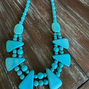 ESTATE SALE LOT RARE SHAPE FAUX Turquoise Beaded Statement Necklace